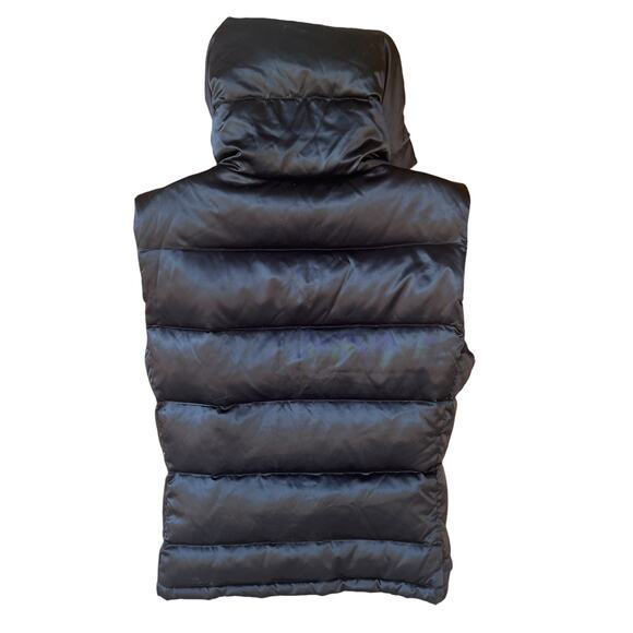 Talbots Down Puffer High Neck Puffer Vest Black Sheen Zip Front w/Snaps Womens M - Picture 5 of 8